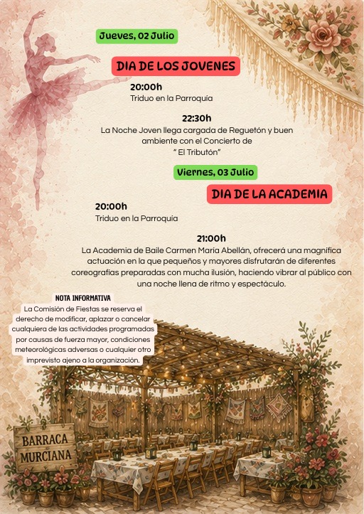 Fiestas Guadalupe Murcia Calendario Oficial 02 julio